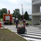 Centre de Secours de Dormans, journée porte ouverte du 12 juin 2010, une partie des secours s’occupe du feu