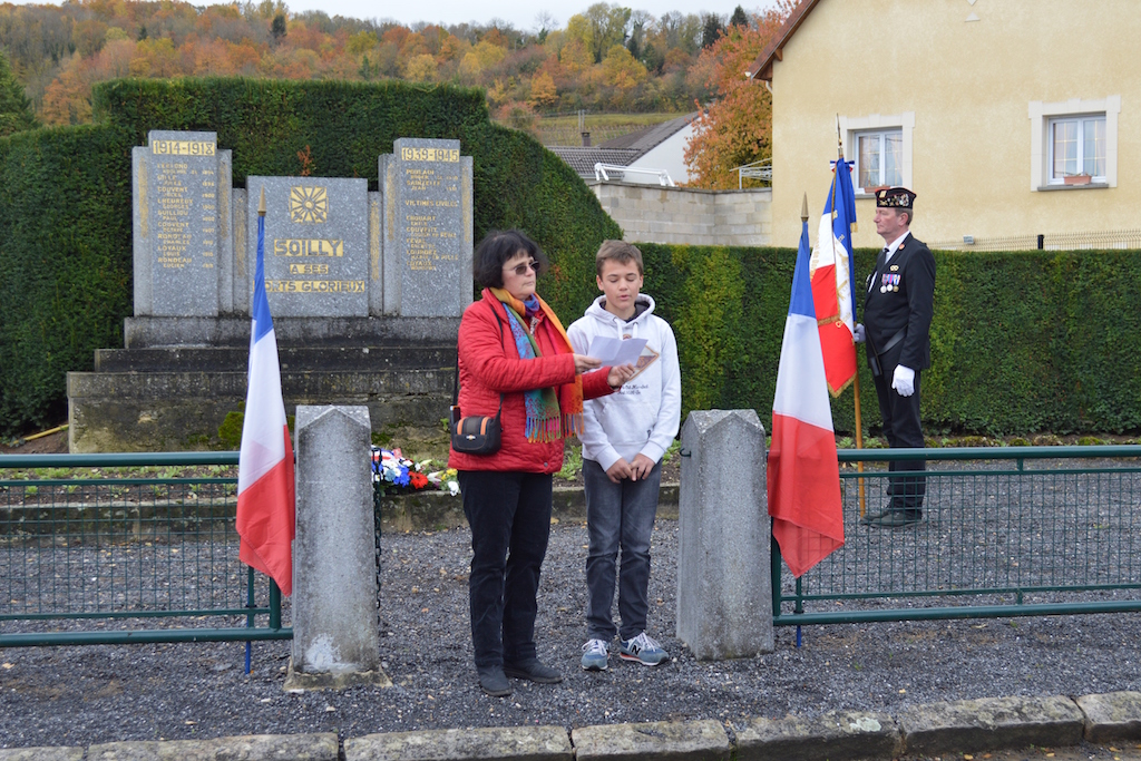 lecture des noms des morts pour la France 11 novembre 2018 à Soilly