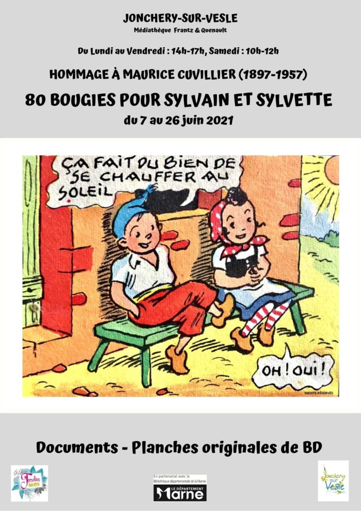 affiche de l'exposition les 80 ans de sylvain et Sylvette